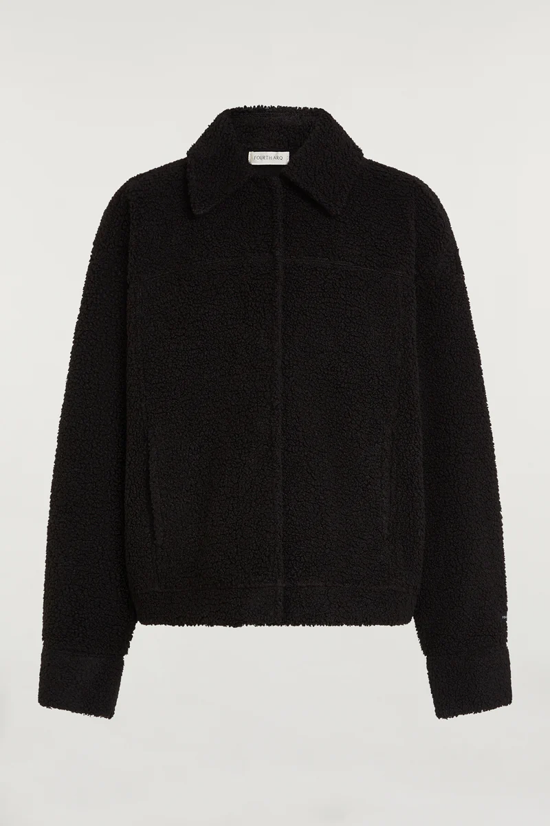 ARDEN Fleece Overshirt Black - Image 5
