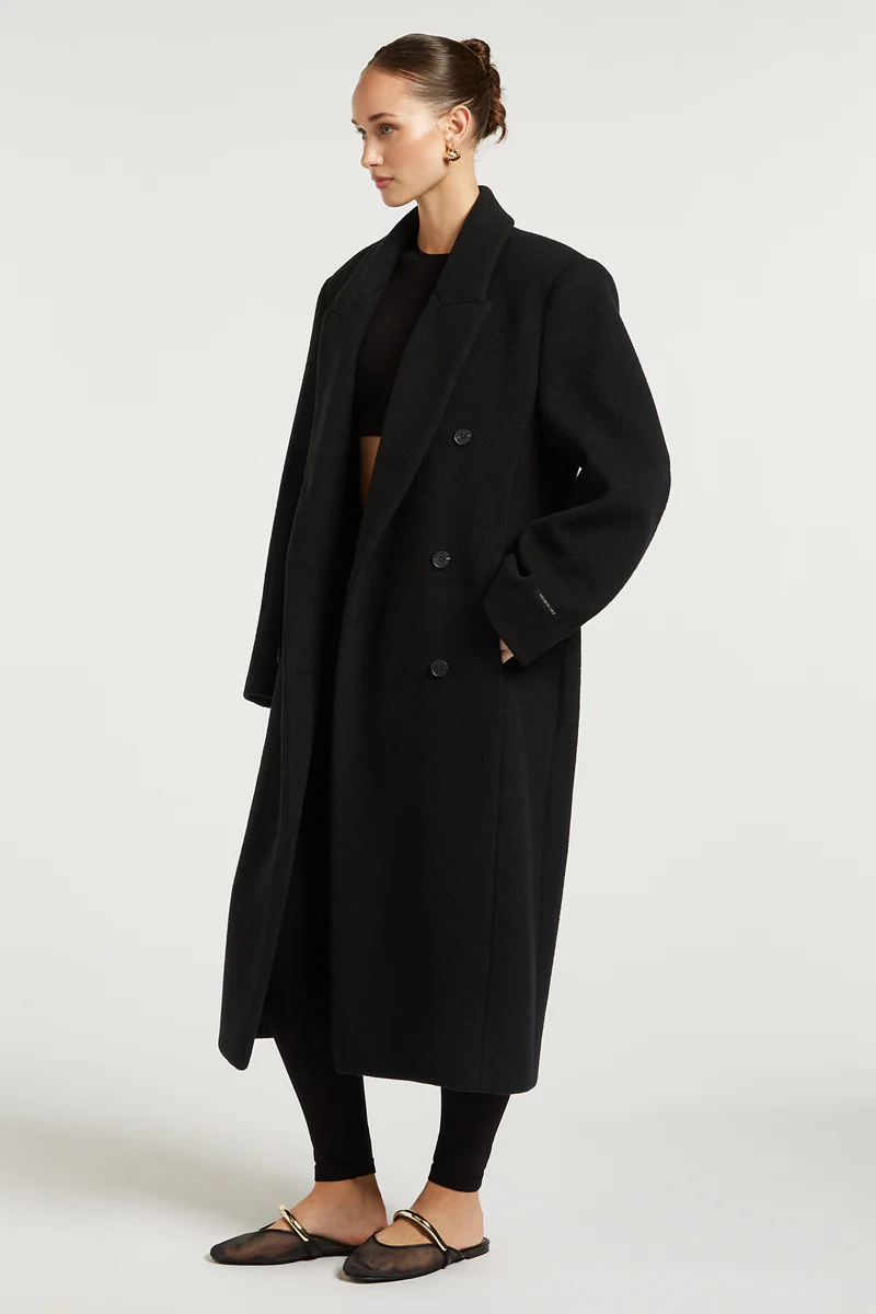 CHARLIE Wool Overcoat Black - Image 3