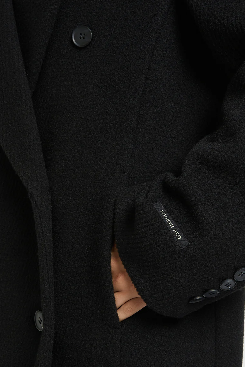 CHARLIE Wool Overcoat Black - Image 4