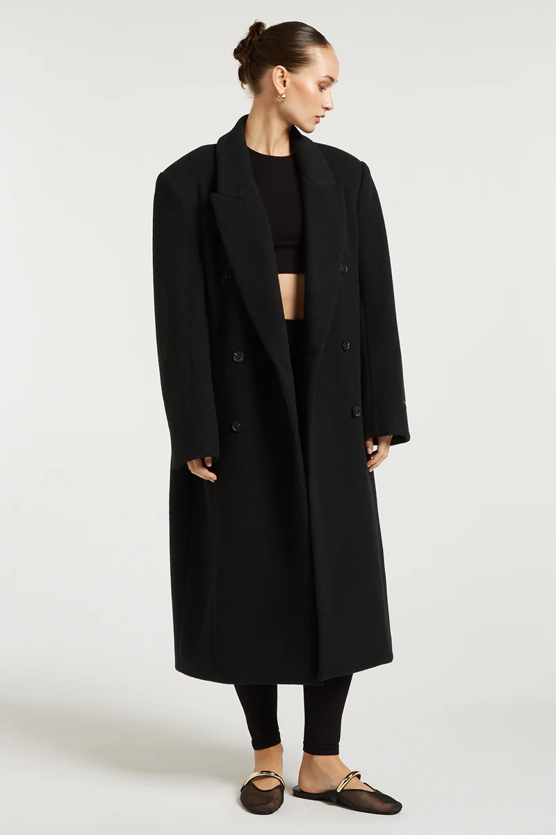 CHARLIE Wool Overcoat Black - Image 5
