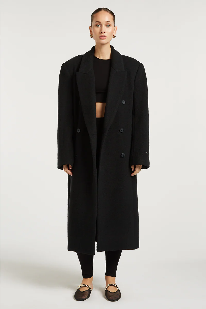 CHARLIE Wool Overcoat Black - Image 6