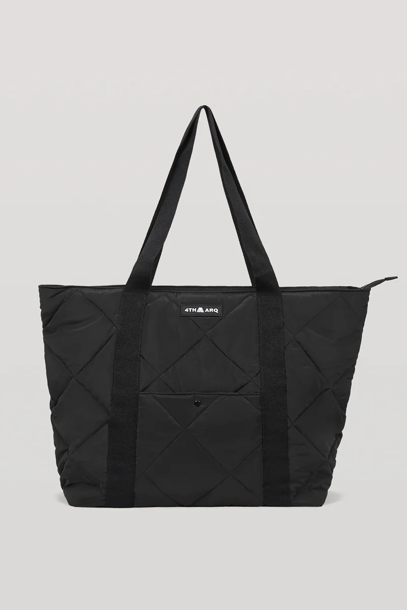 Nylon Puffer Tote Bag Black - Image 5
