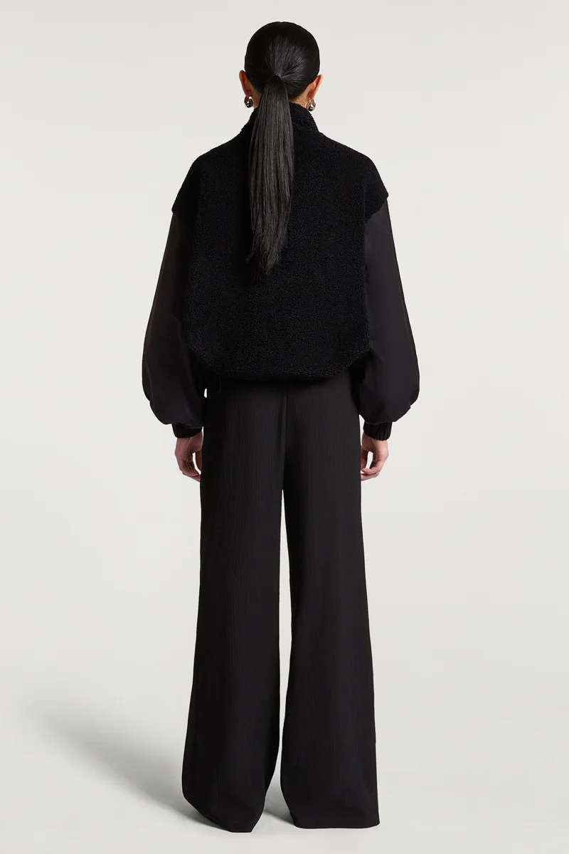 SIERRA Fleece Woven Jacket Black - Image 2