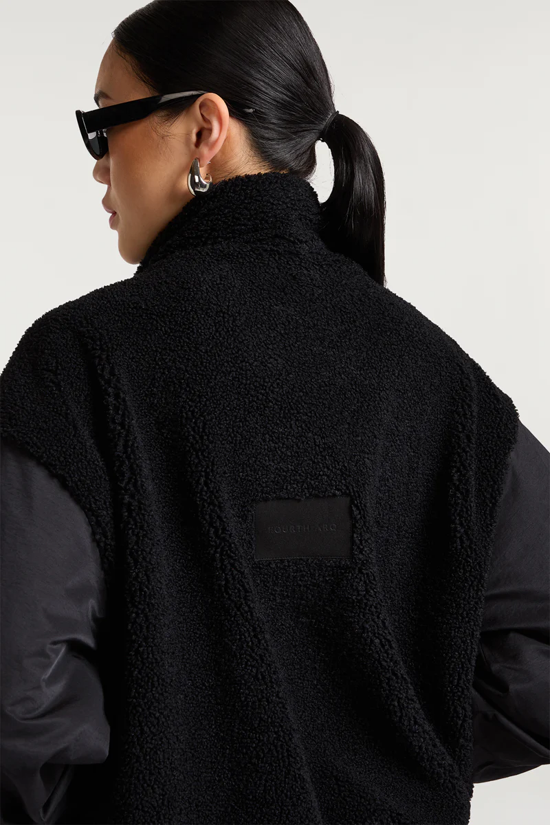 SIERRA Fleece Woven Jacket Black - Image 3