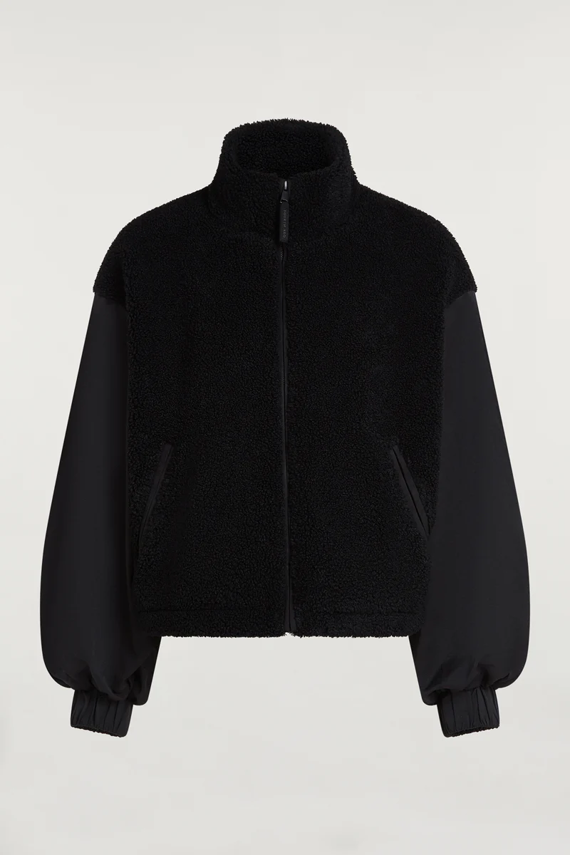 SIERRA Fleece Woven Jacket Black - Image 5