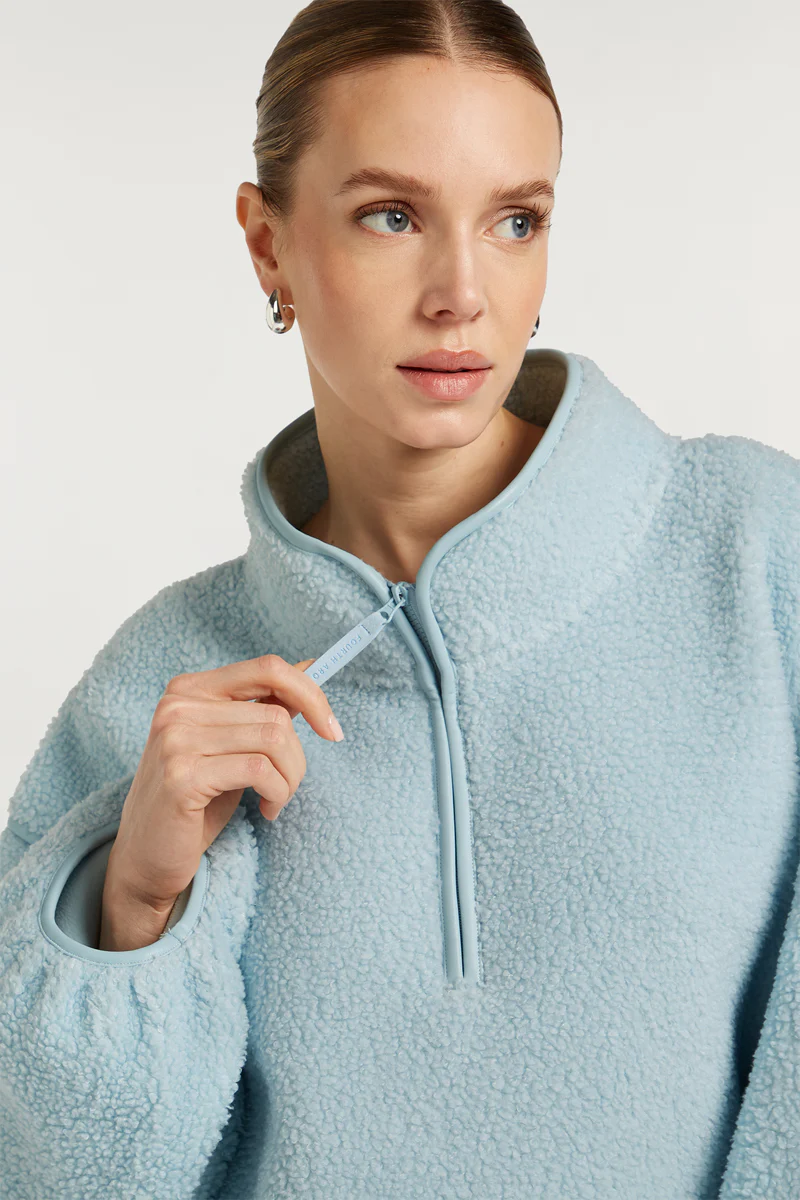 SLOANE Borg Half-Zip Breeze Blue - Image 3