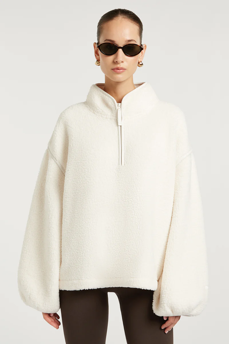 SLOANE Borg Half-Zip Cream - Image 3