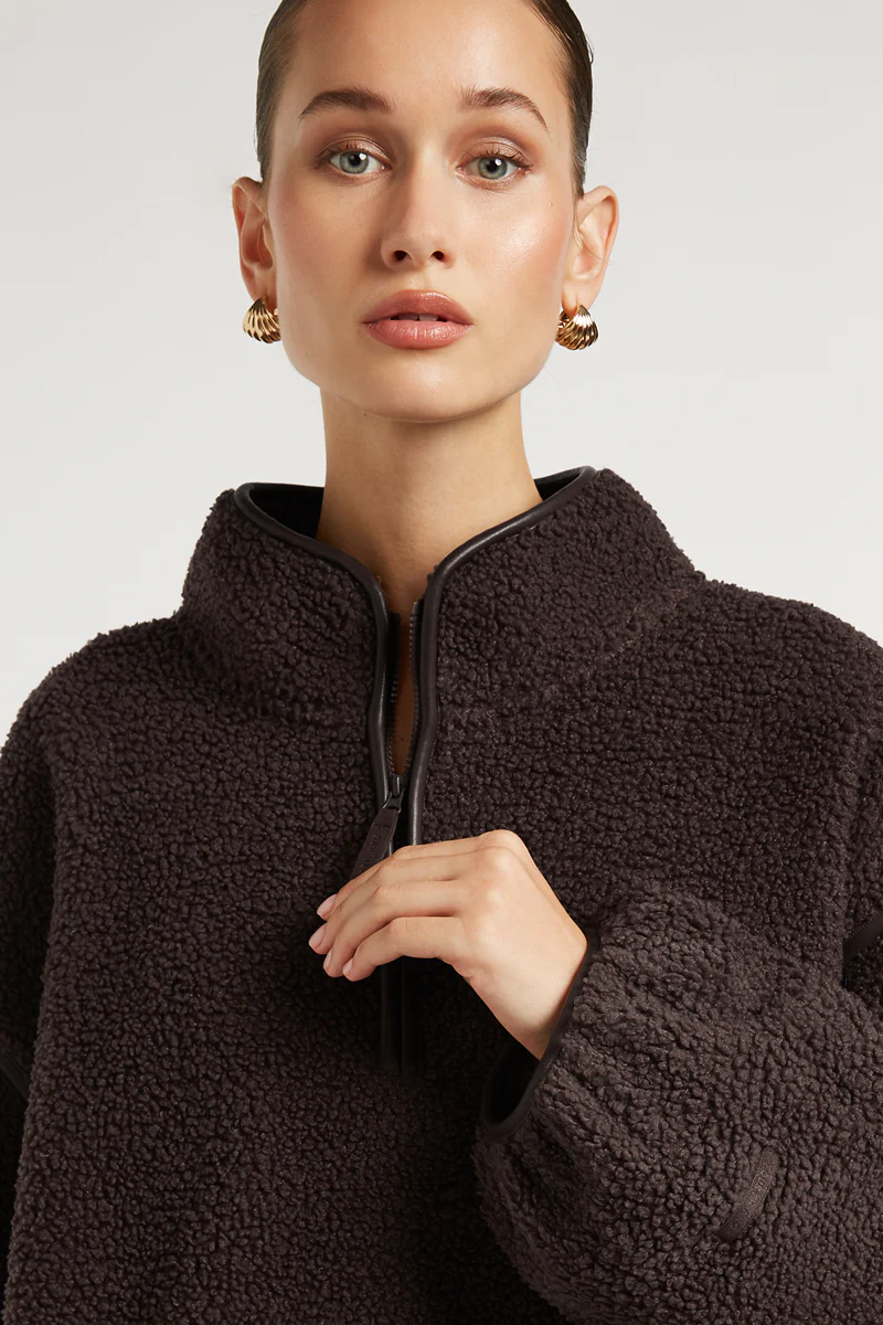 SLOANE Borg Half-Zip Espresso - Image 5